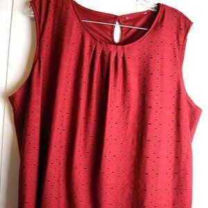 Christopher and Banks 2XL Maroon Eyelot Sleeveless Top Tank Shirt Stretchy